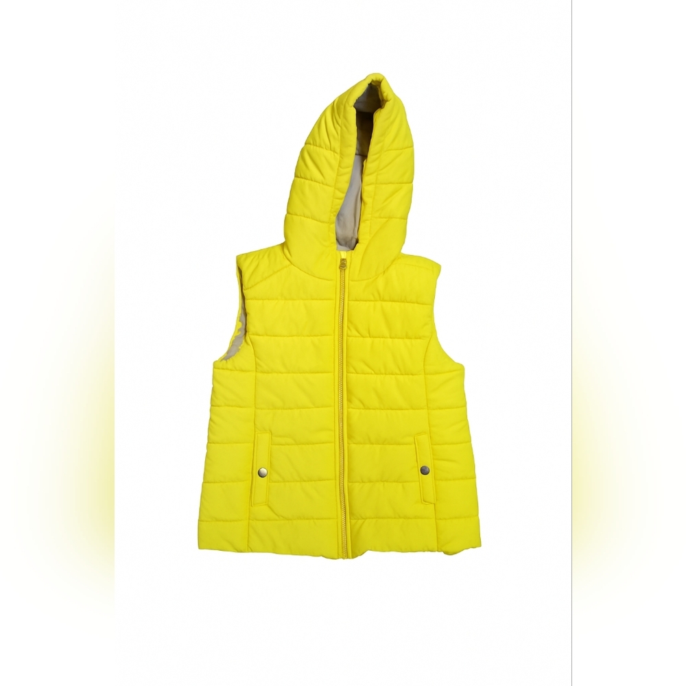 Zara Girls Yellow Puffer Vest Hooded‎ Outerwear — Size 13/14 Lightweight Cozy